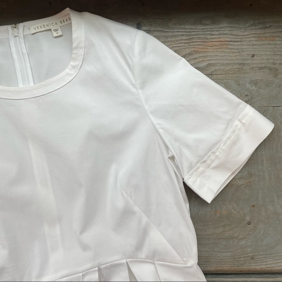 Veronica Beard short sleeve stretch poplin peplum shirt | size 10 - Picture 7 of 10